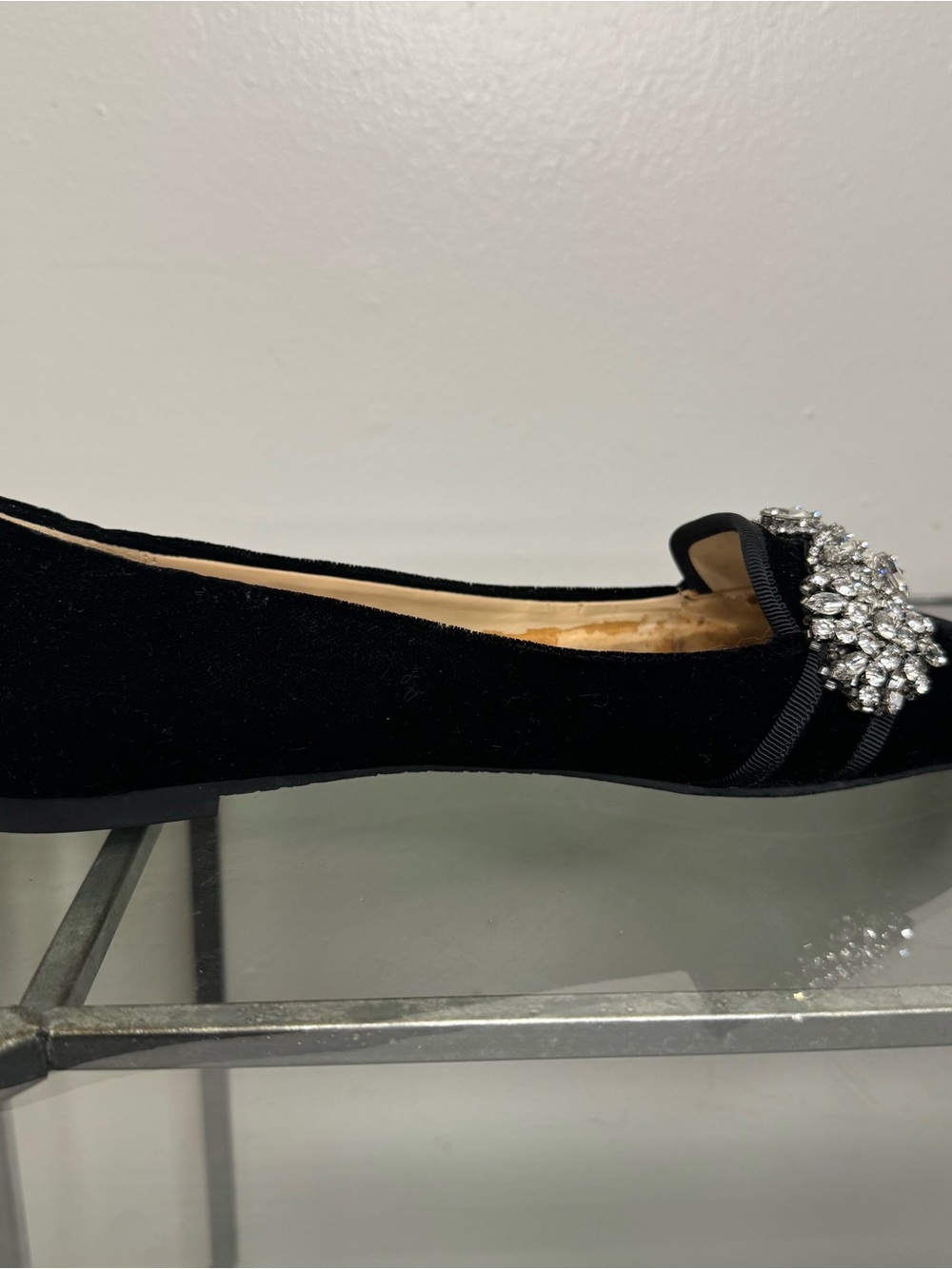 Badgley Mischka Echo Embellished Loafer Flats Black Velvet Size 9 - Picture 7 of 11